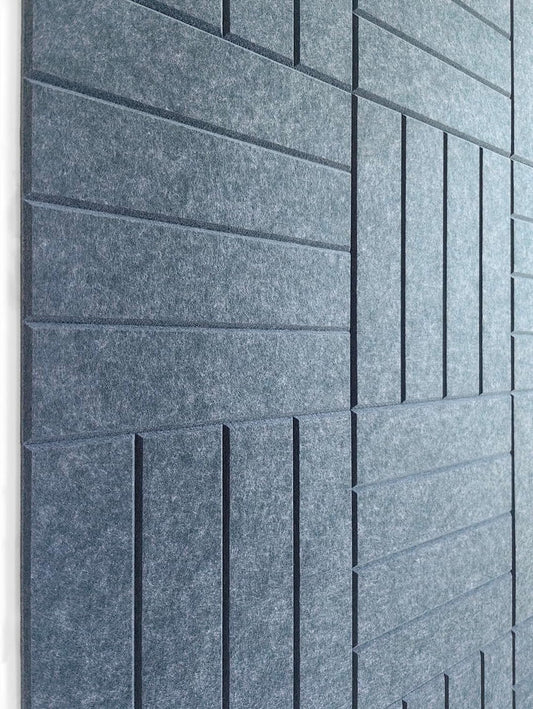 12-Pack Denim Blue Felt Wall Tiles with Removable Tabs - DECORITA