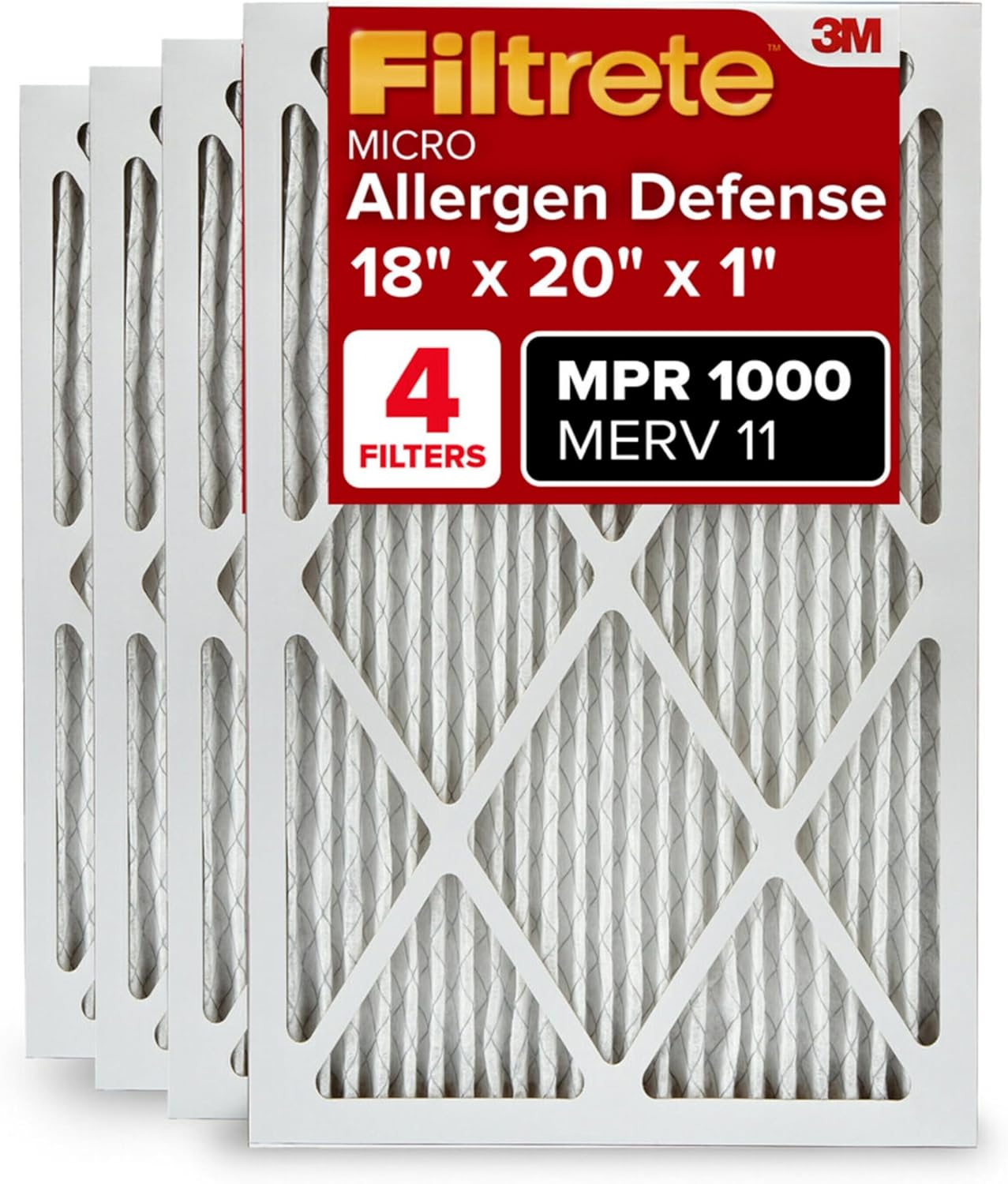 Filtrete 18x20x1 Air Filter 4 Pack - MERV 11 Micro Allergen Defense