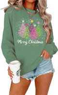 Womens Christmas Sweatshirt with Tree Graphic - Cozy Holiday Pullover