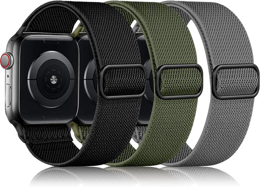 Stretchy Braided Nylon Apple Watch Band Trio