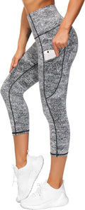 Womens Yoga Pants High Waist with Pocket Tummy Control - Capri Fit