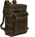HLC Leather Brown Backpack For Men 17 in Genuine Laptop Bag - Durable
