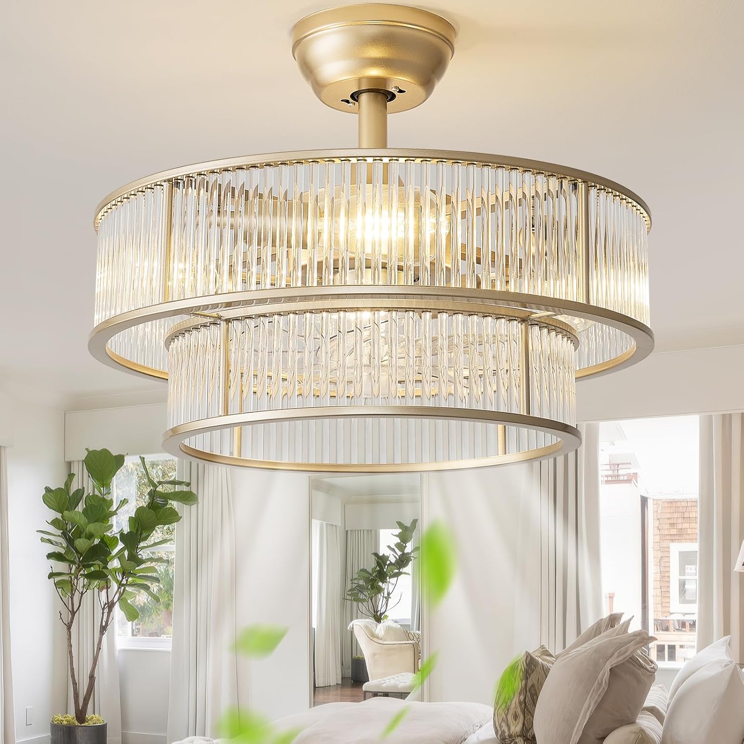 Gold Fandelier Ceiling Fan with Lights for Elegant Spaces