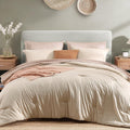 King Size Comforter Set - 7 Piece Beige Prewashed Bed in a Bag