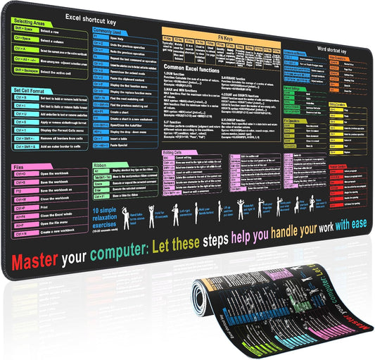 Waterproof Desk Pad with Excel Cheat Sheet