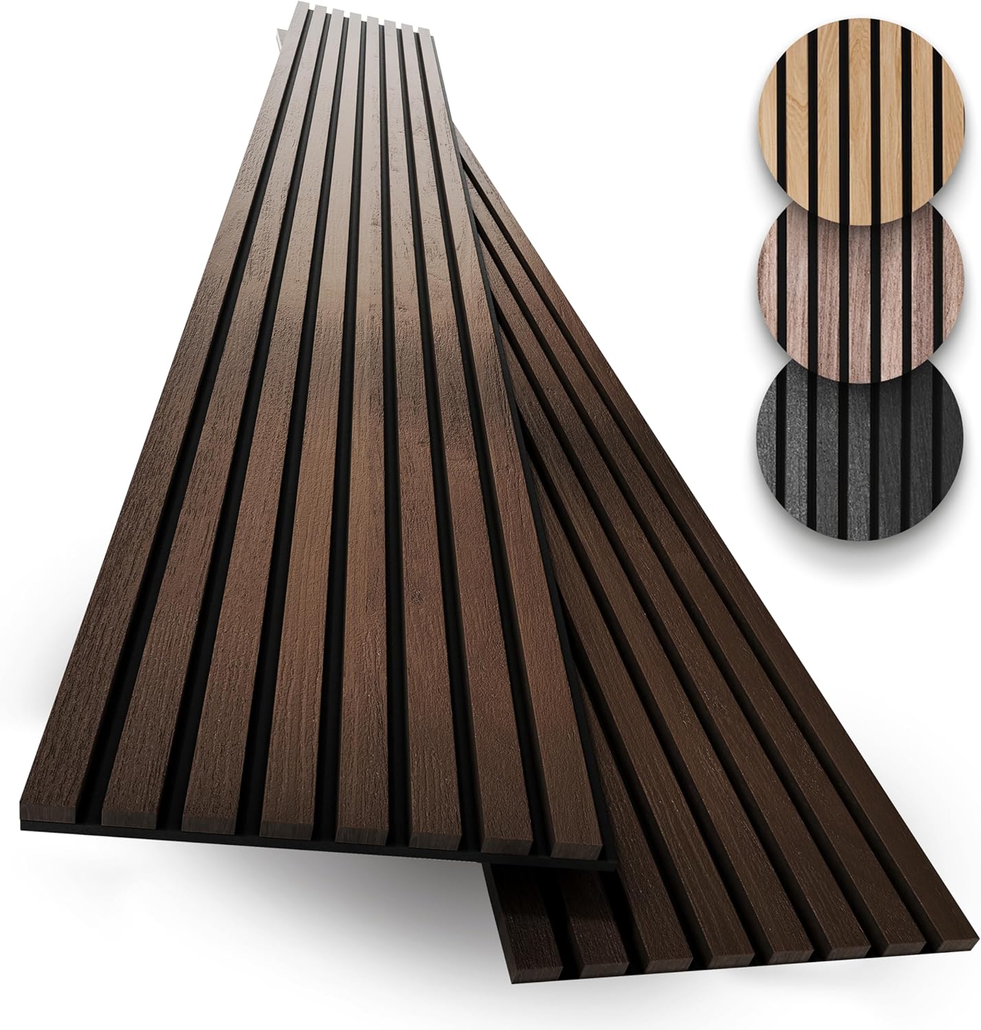 2-Pack Acoustic Wood Slat Panels for Soundproofing Decor