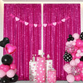 Hot Pink Sequin Backdrop Curtain Panels 2 Pcs 5FTx10FT - Stage Glam