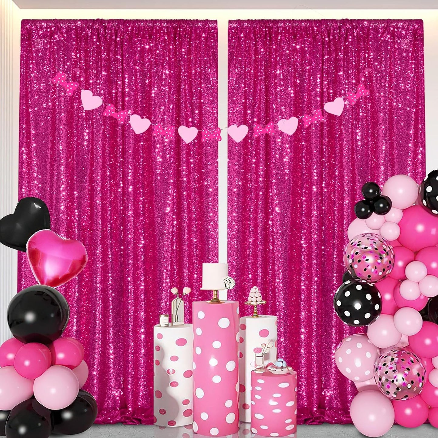 Hot Pink Sequin Backdrop Curtain Panels for Stunning Events