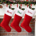 Personalized Red Velvet Christmas Stockings 7 Pack - Large 20in Family