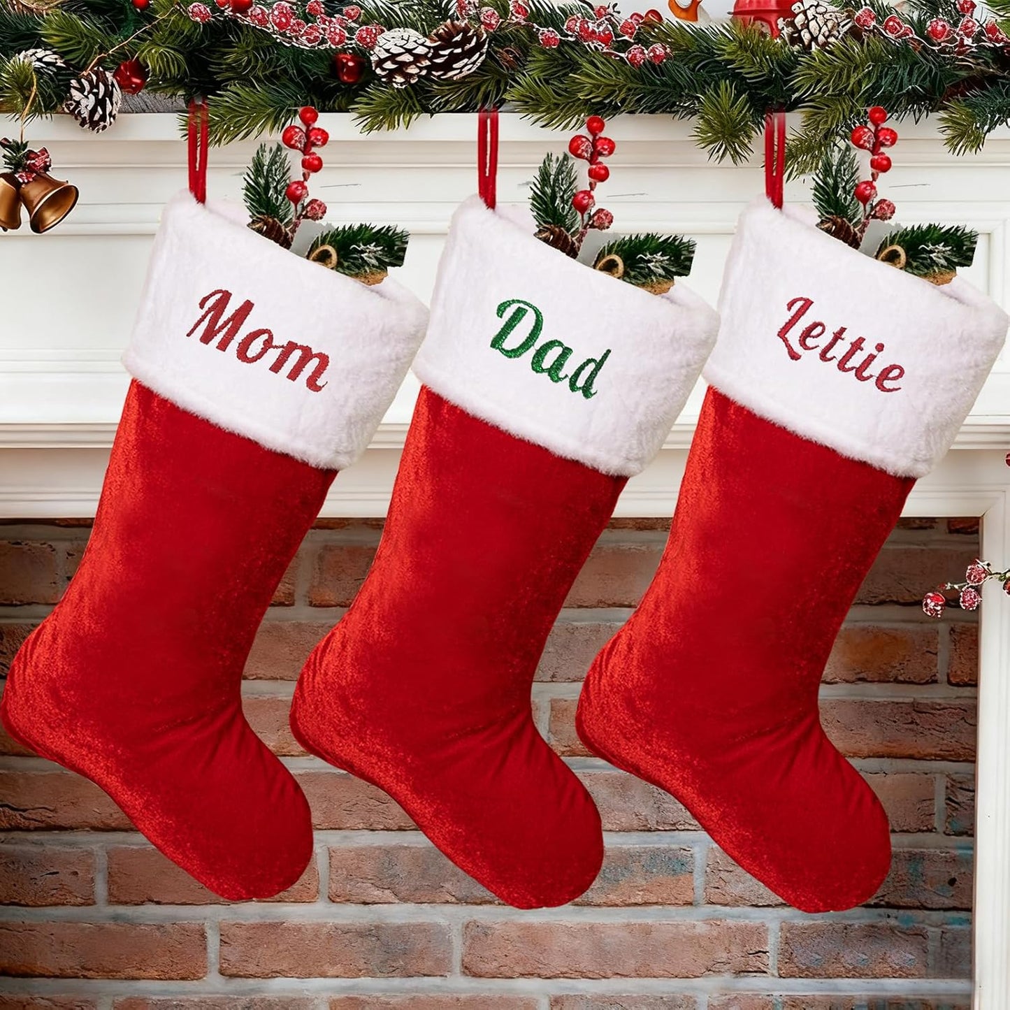 Personalized Red Velvet Christmas Stockings for Family Fun
