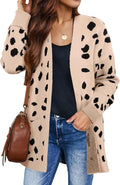 Women's Leopard Cardigan Sweater - Cozy Fall Winter Knit