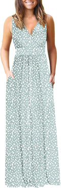 AUSELILY Women's Sleeveless Deep V Neck Maxi Dress - Comfortable Look
