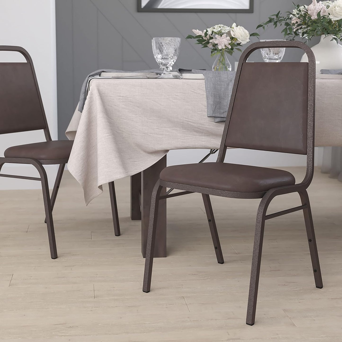Trapezoidal Back Vinyl Stackable Banquet Chair for Events