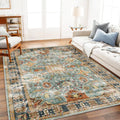 Area Rug 8x10 Washable Vintage Traditional Distressed Rug - Thin