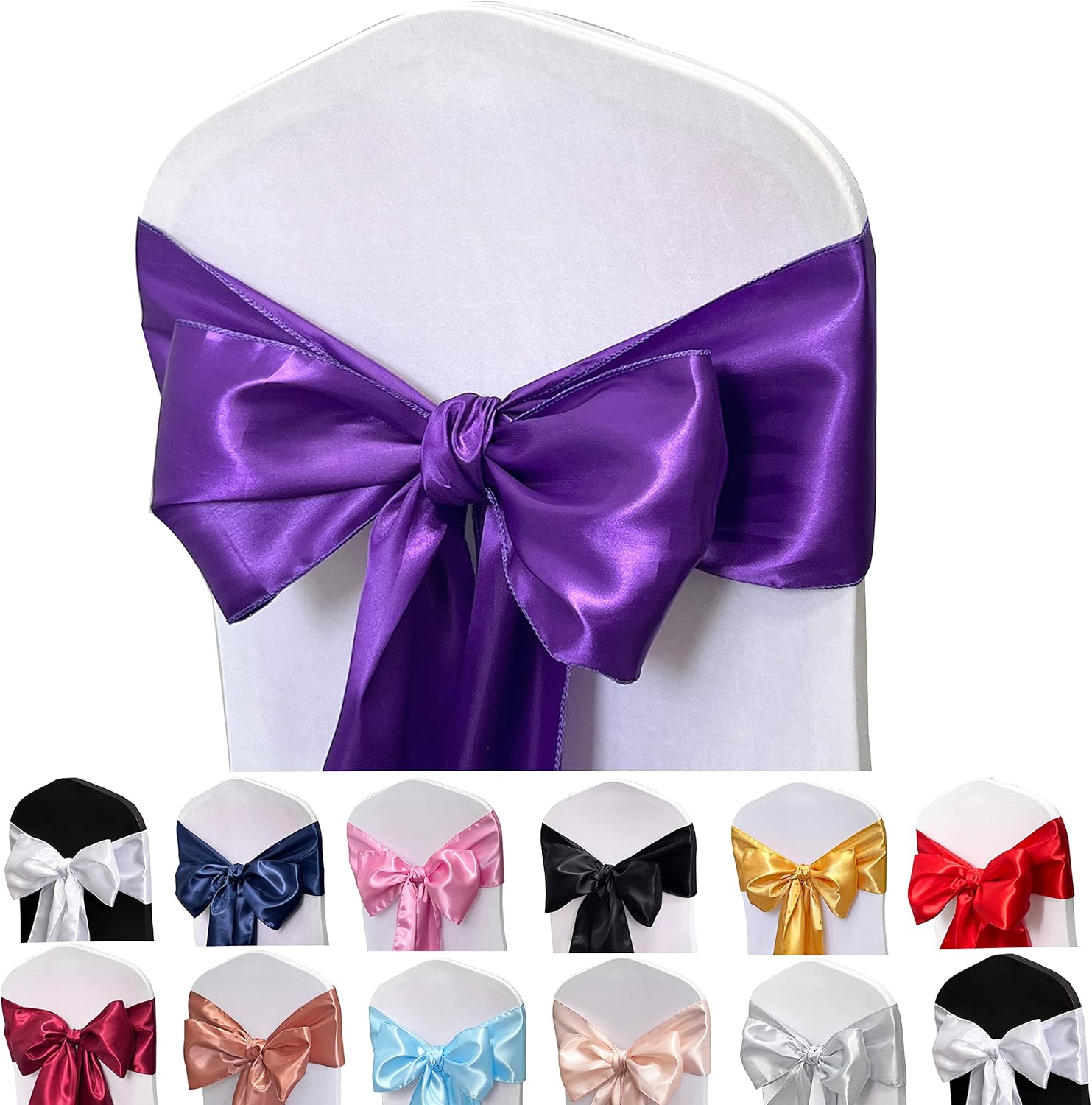 Elegant Satin Chair Sashes Bows for Weddings and Events