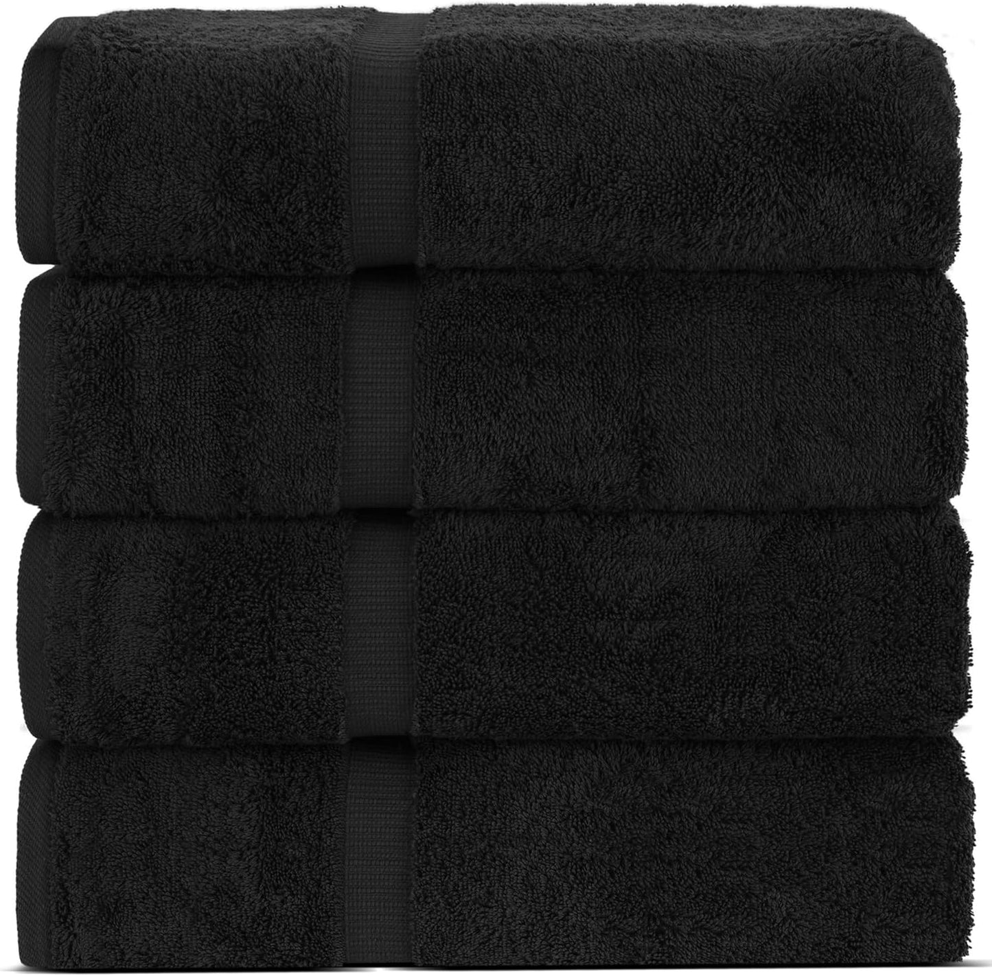 Chakir Turkish Linens Premium Cotton Bath Towels Set of 4 Black