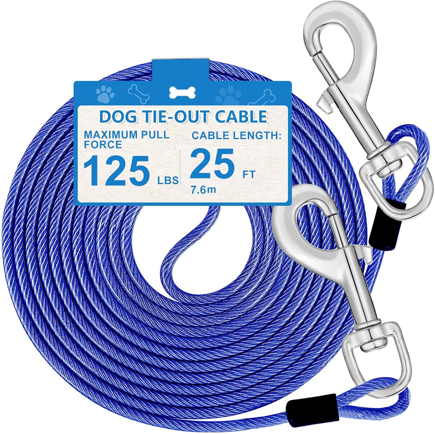 Heavy Duty 25ft Dog Tie Out Cable - Perfect for Large Dogs!
