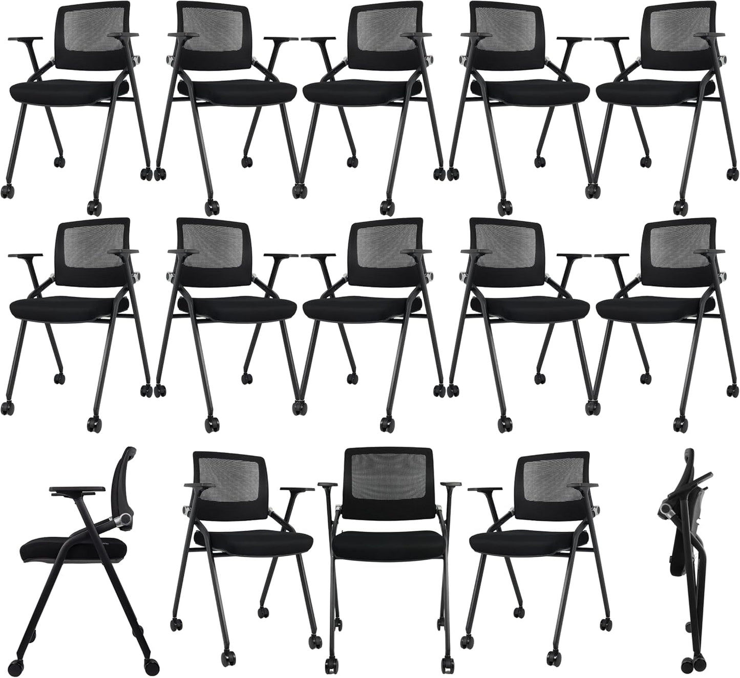 20 Pack Foldable Office Chairs with Wheels for Versatile Use