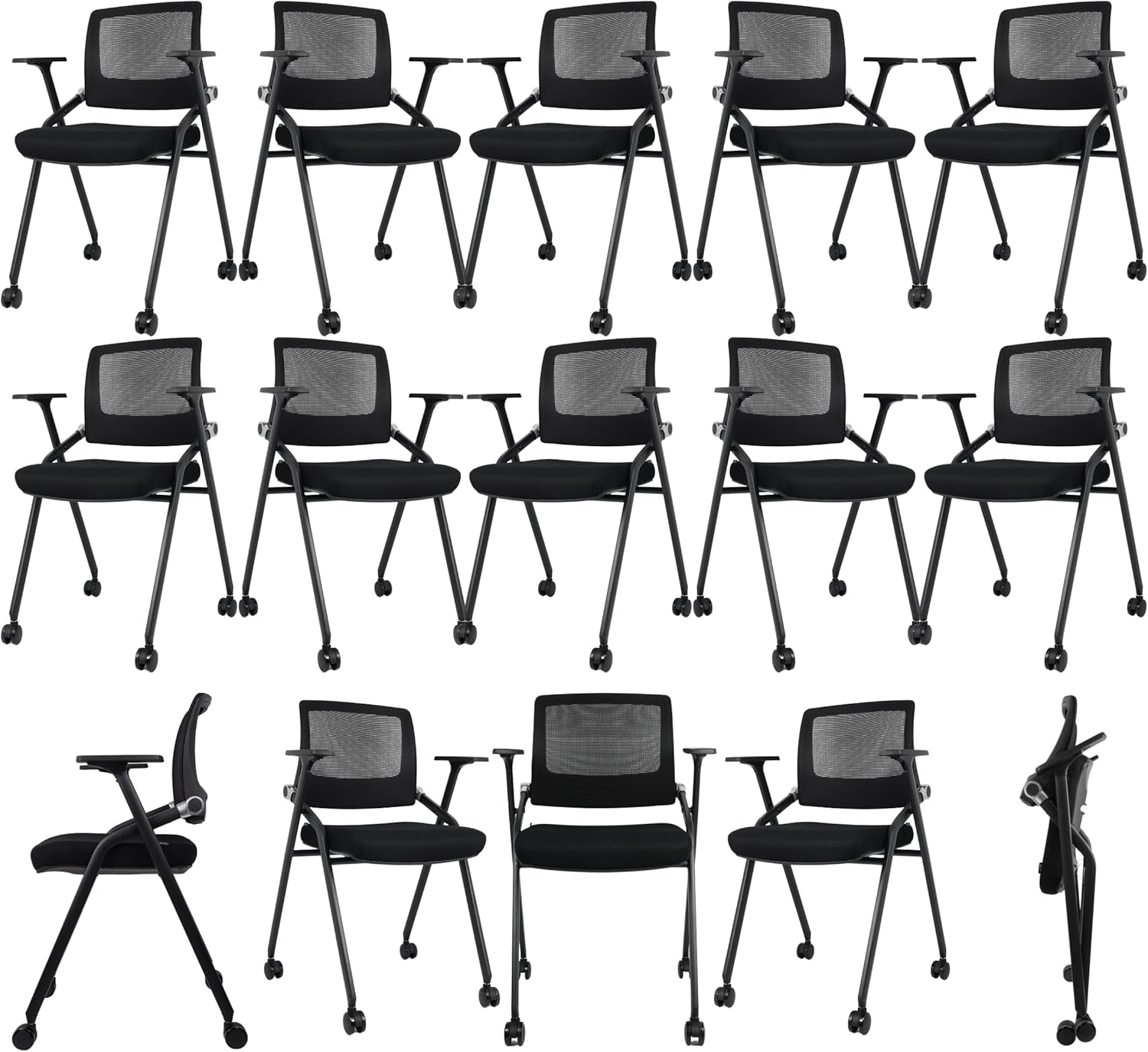 20 Pack Foldable Office Chairs with Wheels for Versatile Use