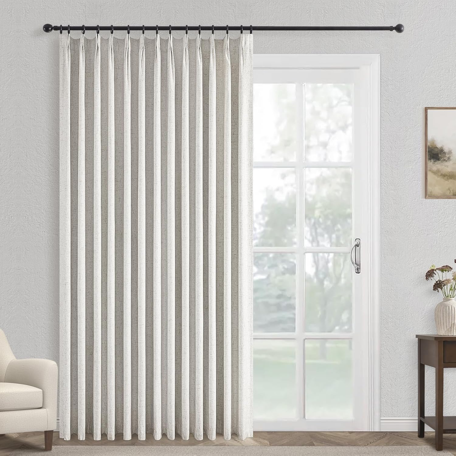 Topfinel Luxury Blackout Linen Curtains 72x90 for Patio Sliding Doors