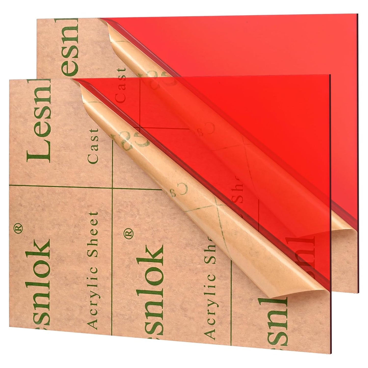 Lesnlok Red Acrylic Sheets 1/8 inch Thick for Craft Projects