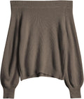 Off Shoulder Knit Sweater for Women - Cozy Long Sleeve Pullover This