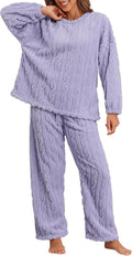 Pajamas for Women Sets Soft Comfy Fluffy Fleece Pullover Ribbed Pjs