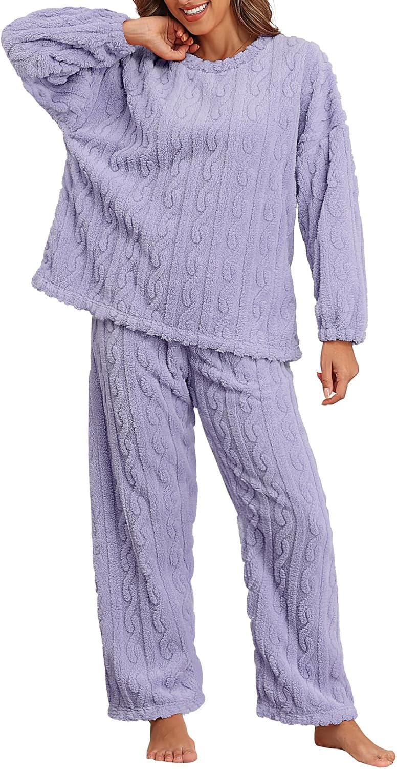 Soft Comfy Fluffy Pajama Sets for Women - Warm Plush Sleepwear