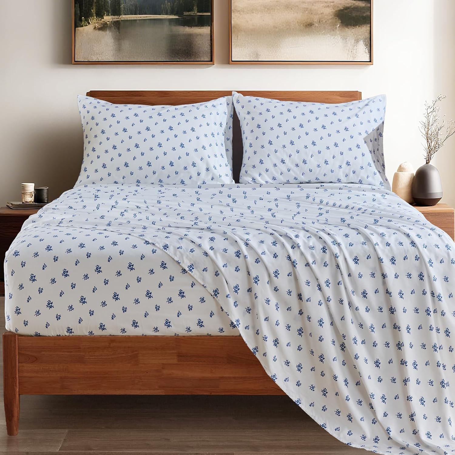 HYPREST 100% Cotton King Floral Sheets - Soft Breathable Luxury