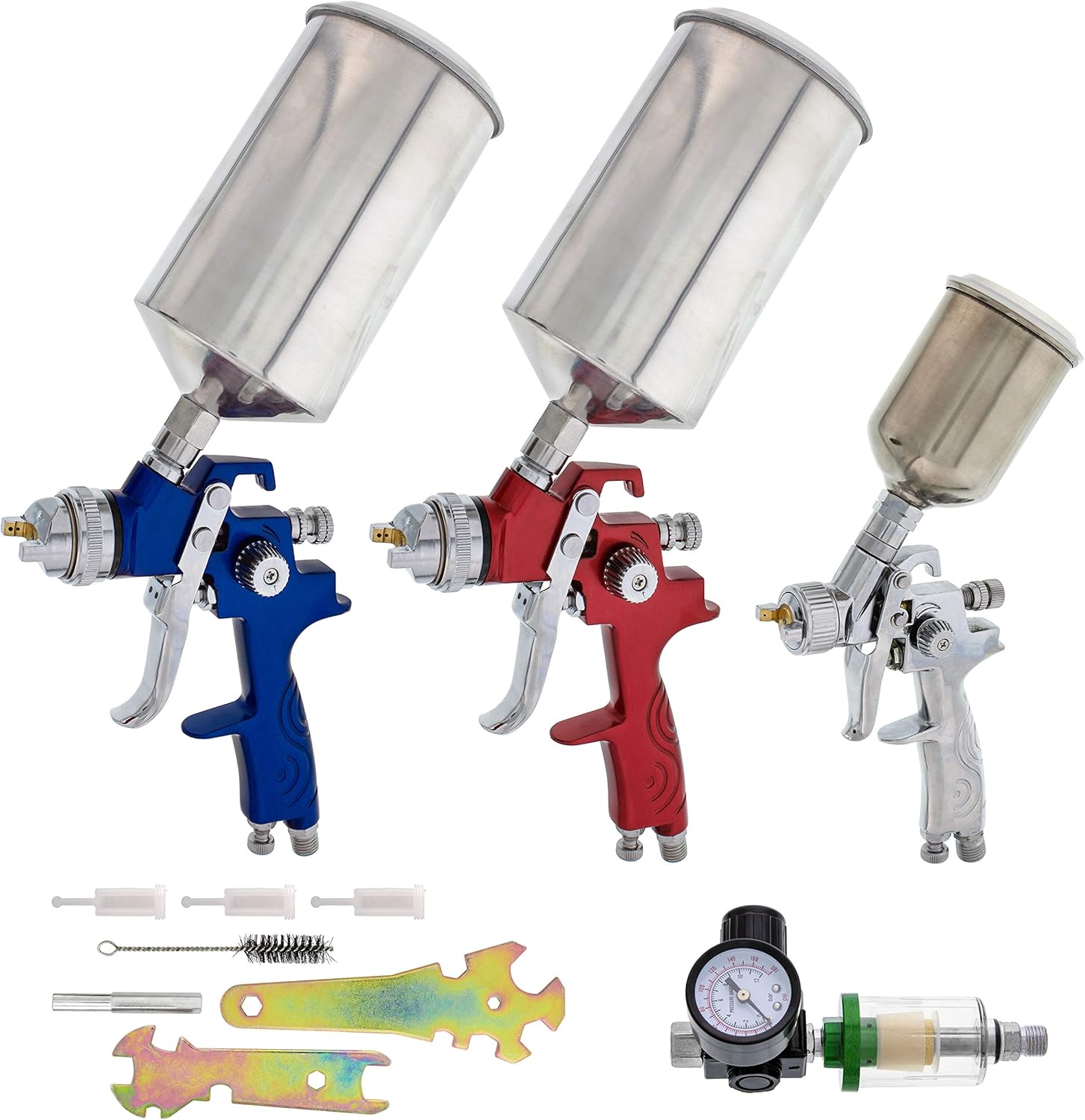 TCP Global HVLP Spray Gun Kit for Auto Paint - 3 Sprayers Set