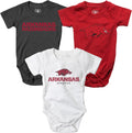 Baby College Team 3 Pack Cotton Rompers - Official Fan Set