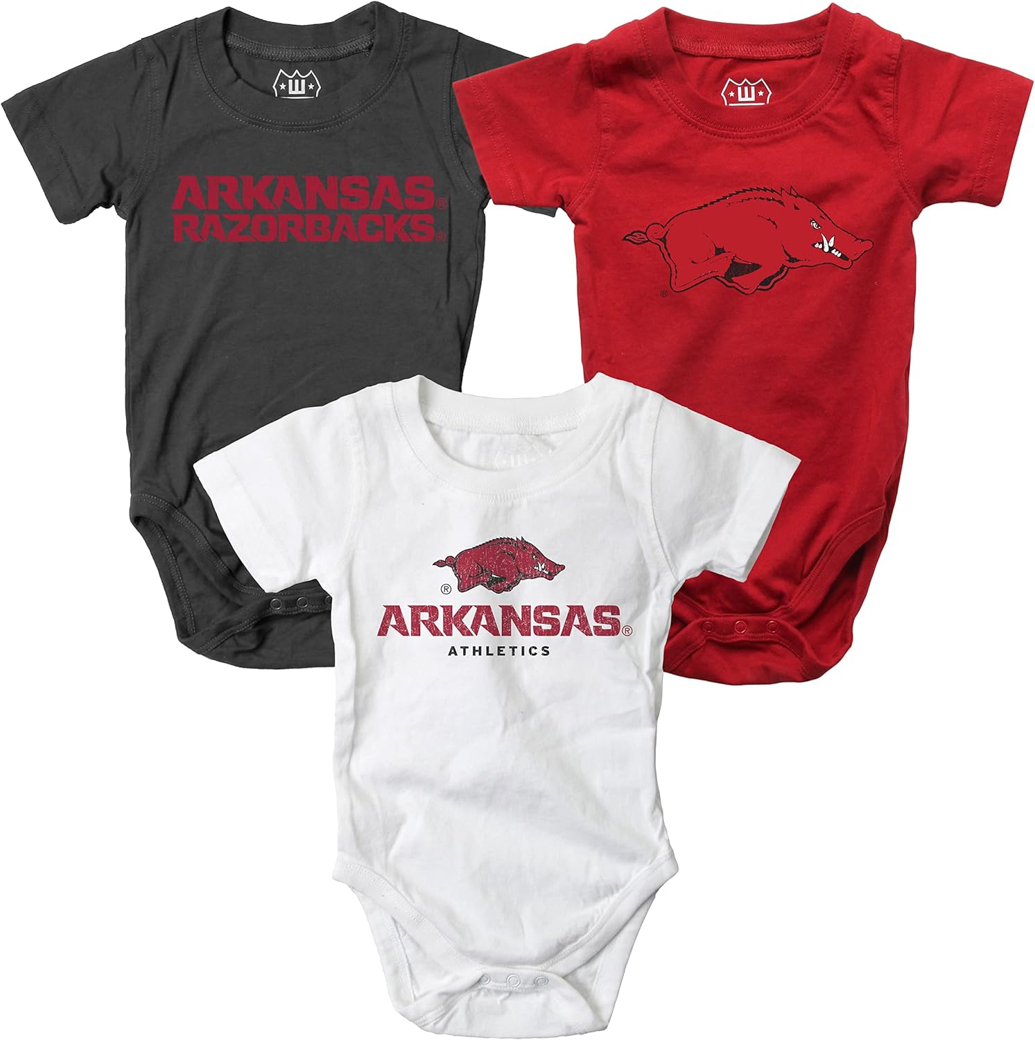 Wes and Willy Baby College Team Cotton Rompers 3 Pack Set