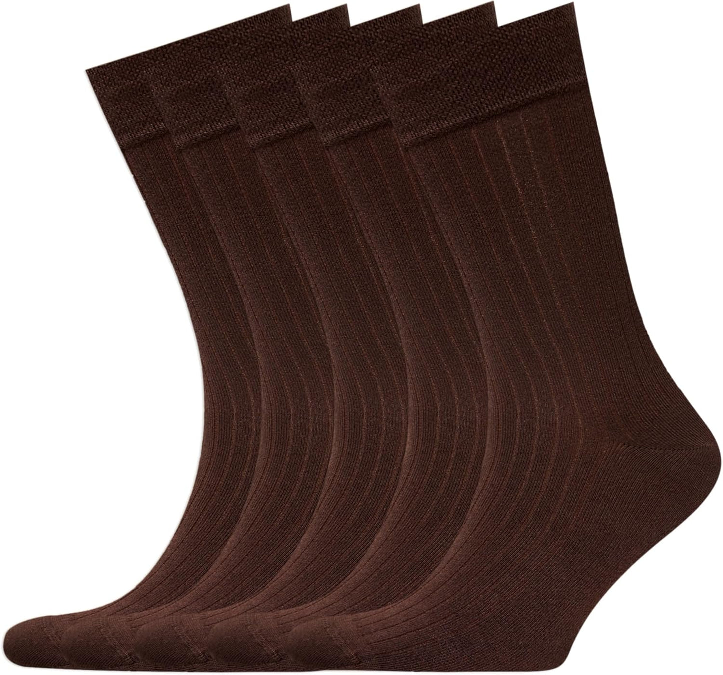 VRD Mens Dress Socks 5-Pack Bamboo Rayon Mid-Calf Crew Socks