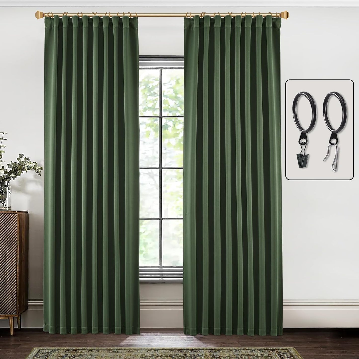 SHINELAND 108 Inch Blackout Curtains for Elegant Living Spaces