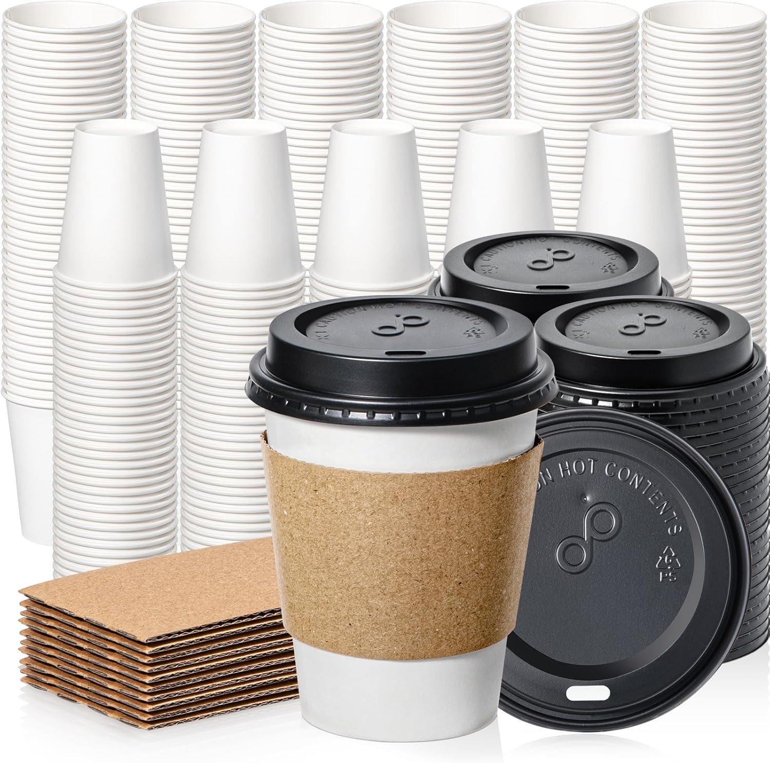Durable 12 oz Disposable Coffee Cups with Lids for Any Occasion