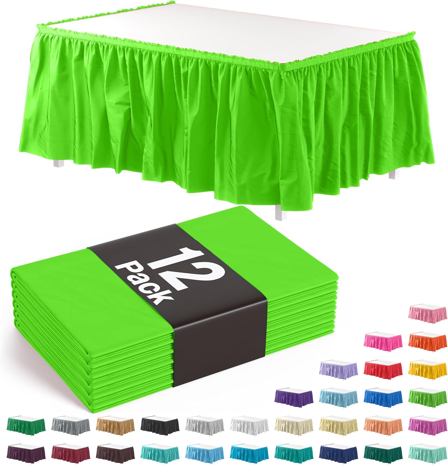 Lime Green Ruffle Table Skirts for Elegant Event Decor