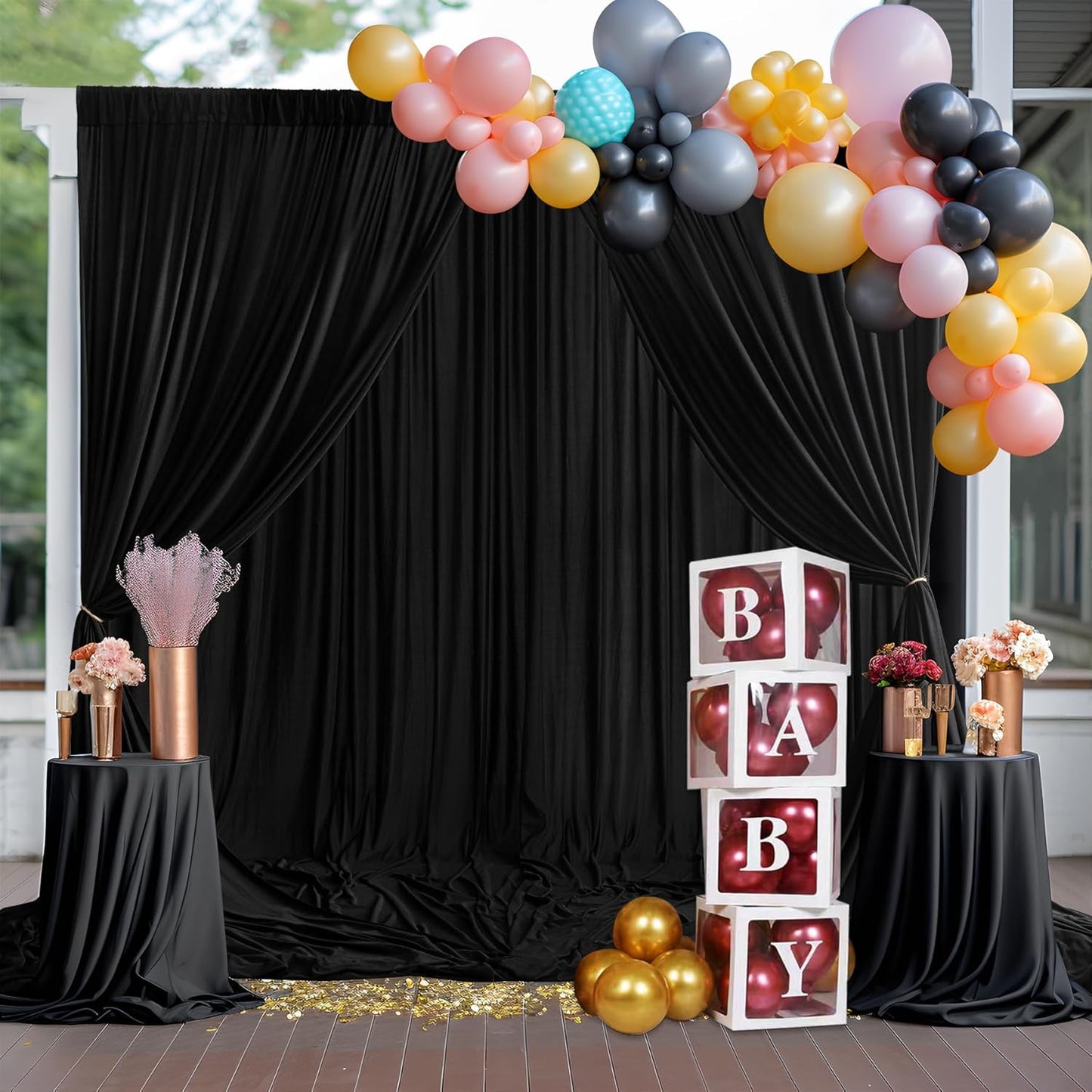20ft x 10ft Black Backdrop Curtain for Events and Photography