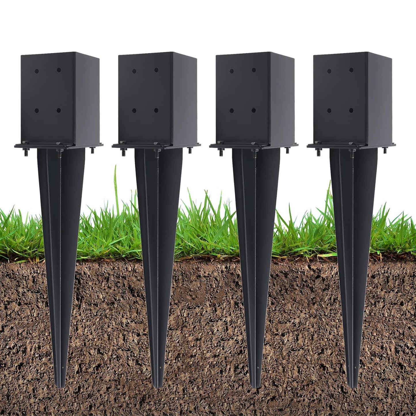 4 Pcs Heavy Duty Metal Fence Post Anchor Ground Spike Set