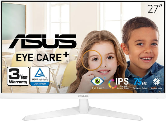 ASUS 27 White Monitor - Full HD, IPS, 75Hz