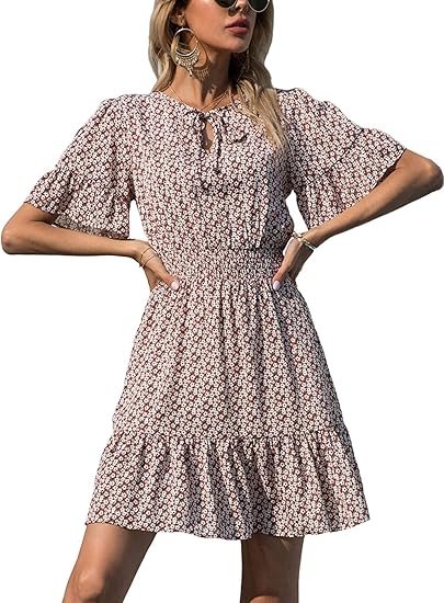 PRETTYGARDEN Women's Summer Boho Dress with Floral Print Style