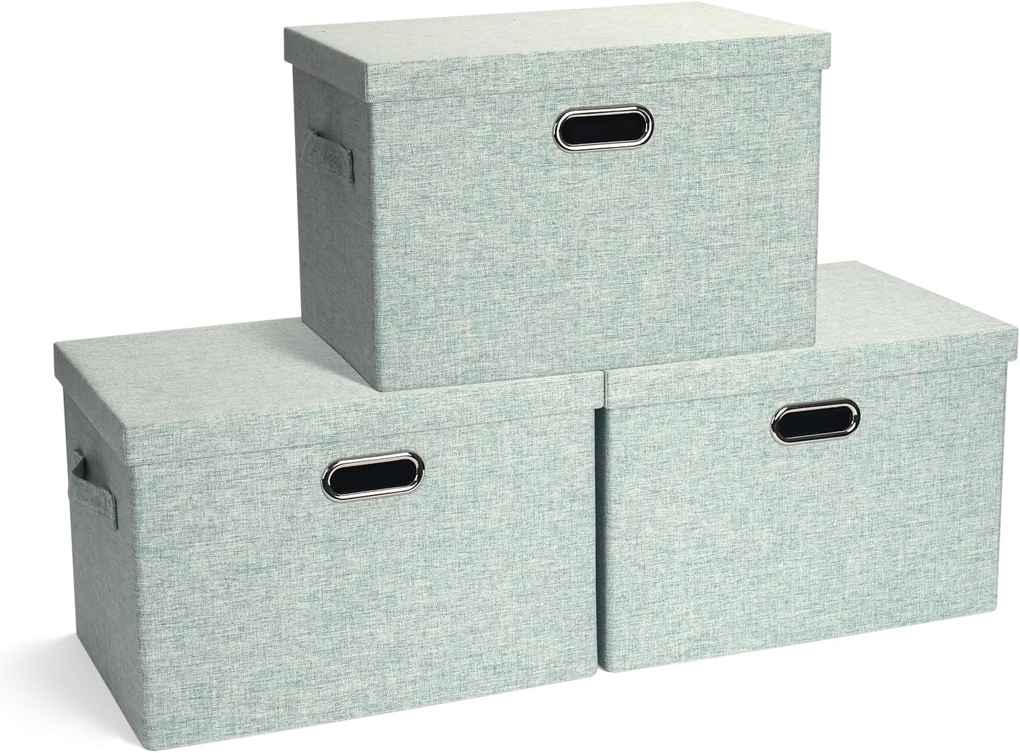 Large 17in Collapsible Stackable Storage Bins with Lids - 3 Pack