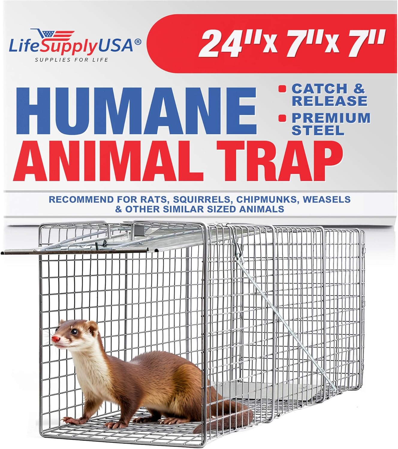 Heavy Duty Humane Animal Cage Trap for Safe Animal Capture