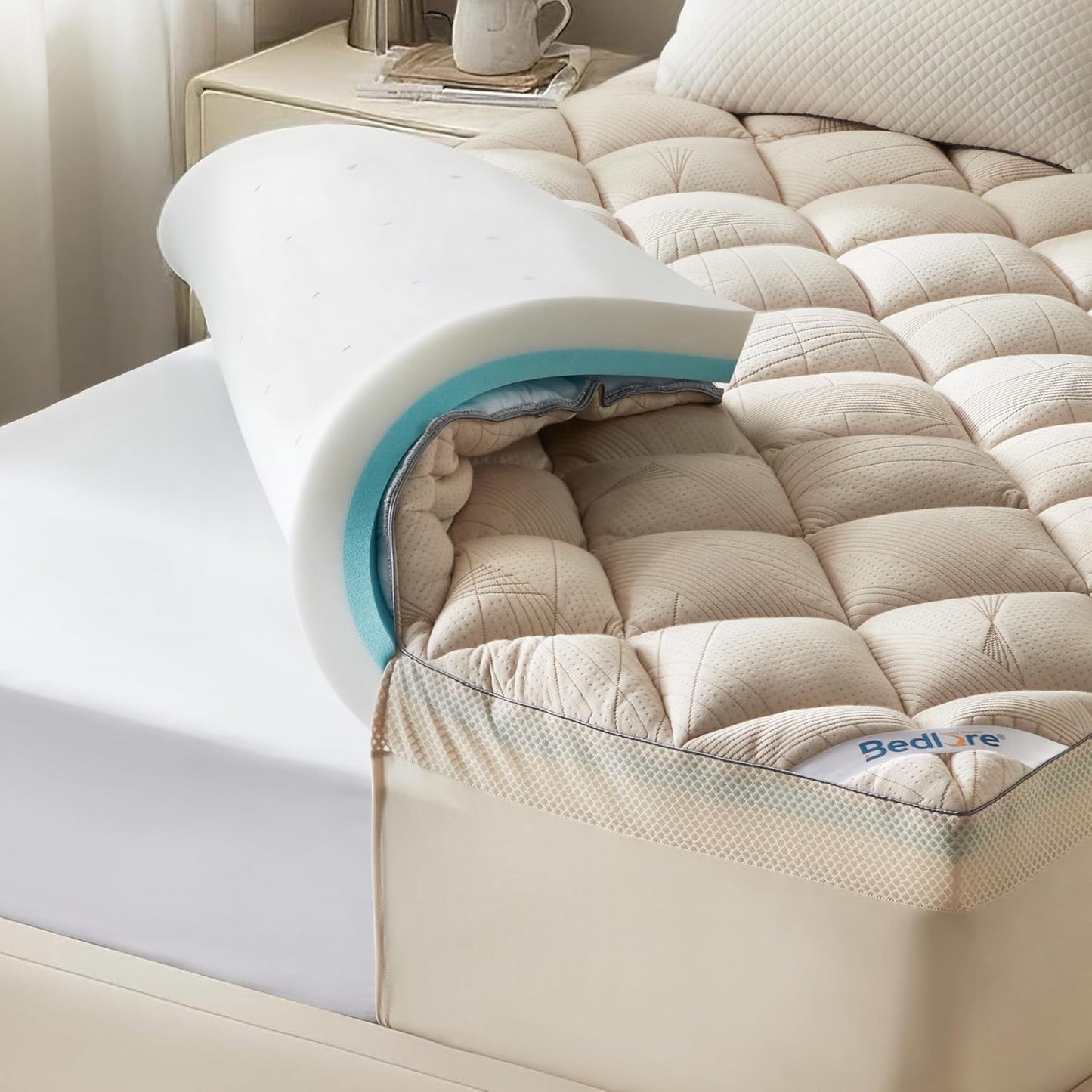 Bedlore 4-Inch California King Mattress Topper for Pain Relief