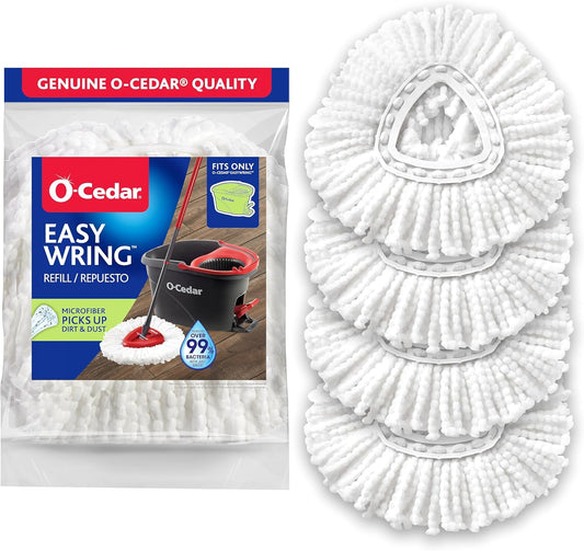 O-Cedar EasyWring Spin Mop Microfiber Refill Pack of 4 Heads