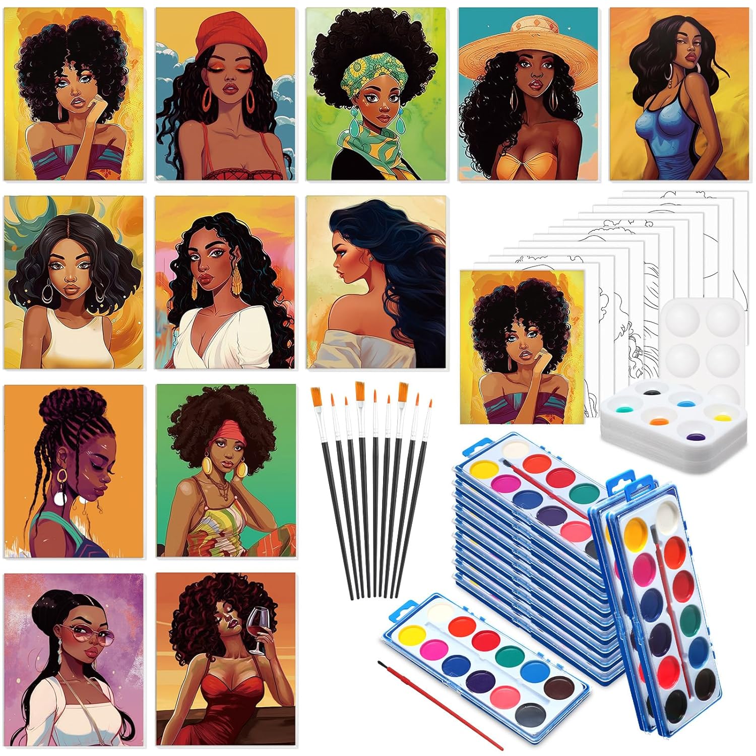 Ctosree Pre Drawn Canvas Kit for Painting Sip and Paint Fun