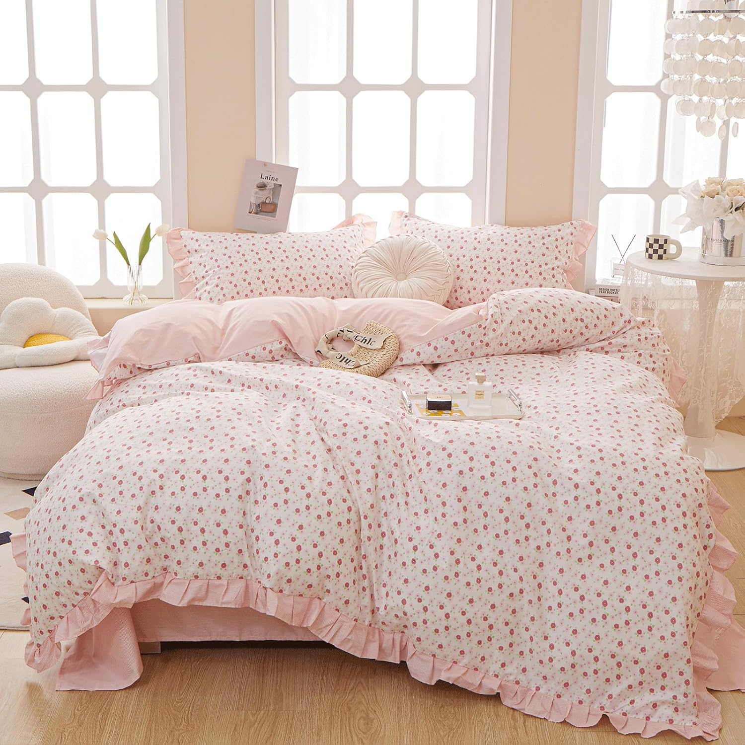 VM VOUGEMARKET Ruffled Comforter Set for Teen Girls - Twin XL