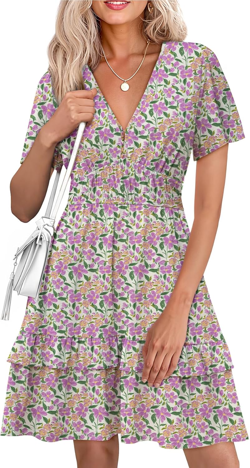 Simplee Womens Floral Short Summer Dress with Pockets and Style