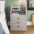 ADORNEVE Nightstand with Charging Station and Storage Drawers