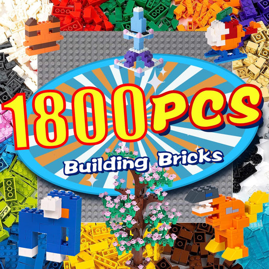 1800 Pieces Building Bricks Set for Creative Play and Learning