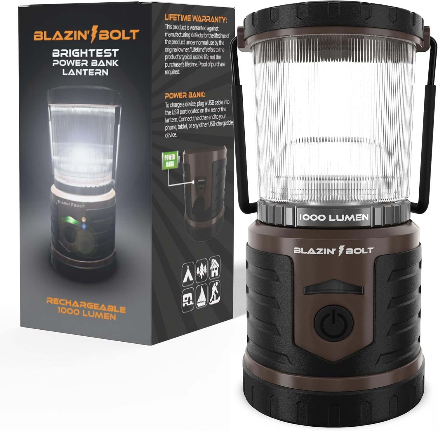 Blazin Bolt Rugged USB Rechargeable Lantern for All Adventures